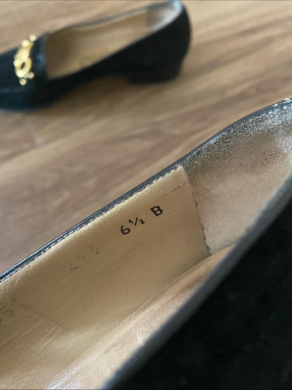 Salvatore Ferragamo loafers BABS Double Gancini black Nubuck Women 6.5 - Picture 4 of 8